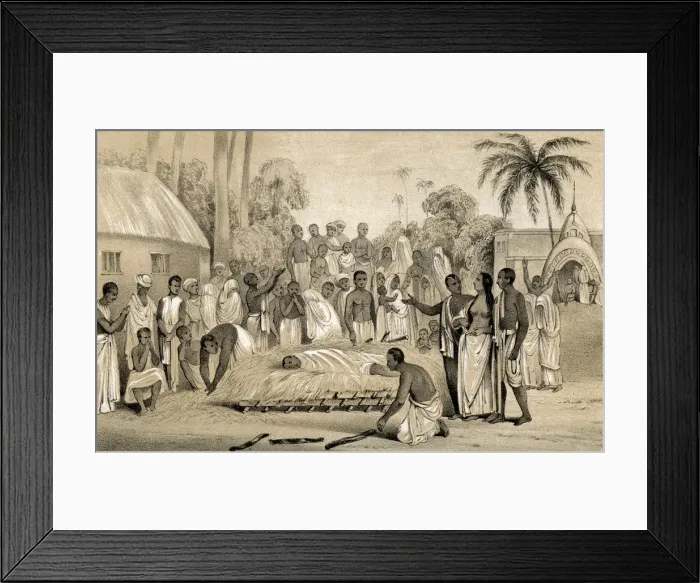Framed Print : Ceremony of burning a Hindu widow with the body of her late husband, 1847 Framed Print : Ceremony of burning a Hindu widow with the body of her late husband, 1847