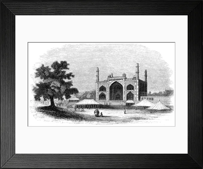 Framed Print : The Gate of Akbers mausoleum, India, 1847. Artist: Robinson Framed Print : The Gate of Akbers mausoleum, India, 1847. Artist: Robinson