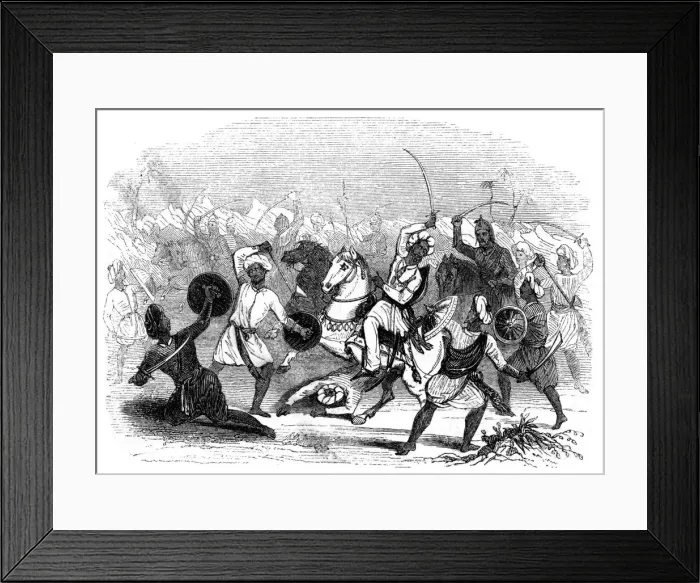 Framed Print : Khan Lodi overpowered, 15th century, (1847). Artist: Robinson Framed Print : Khan Lodi overpowered, 15th century, (1847). Artist: Robinson