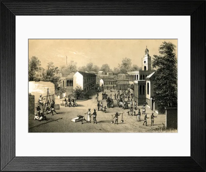 Framed Print : A street in Bombay, 1847 Framed Print : A street in Bombay, 1847