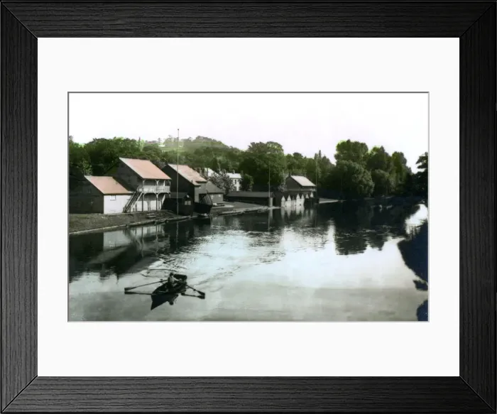 Framed Print : River and boathouse, Burton-upon-Trent, 1926. Artist: Cavenders Ltd Framed Print : River and boathouse, Burton-upon-Trent, 1926. Artist: Cavenders Ltd