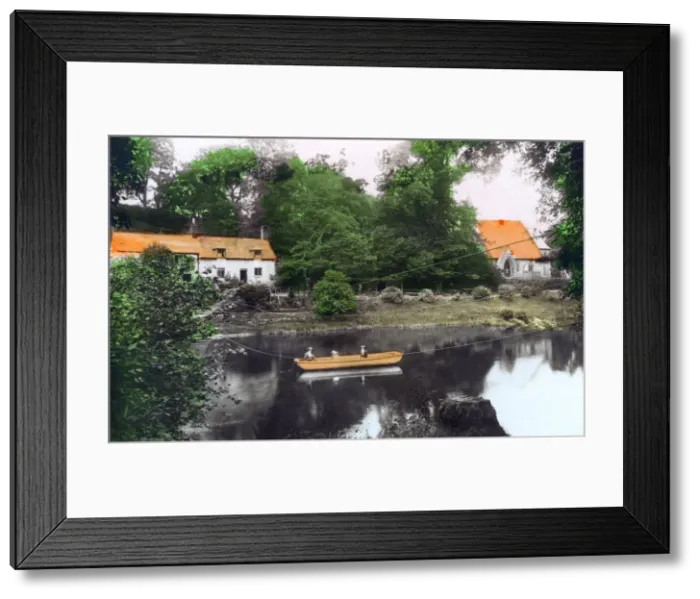 Framed Print : Erbistock Ferry and Church, Wrexham, 1926. Artist: Cavenders Ltd Framed Print : Erbistock Ferry and Church, Wrexham, 1926. Artist: Cavenders Ltd