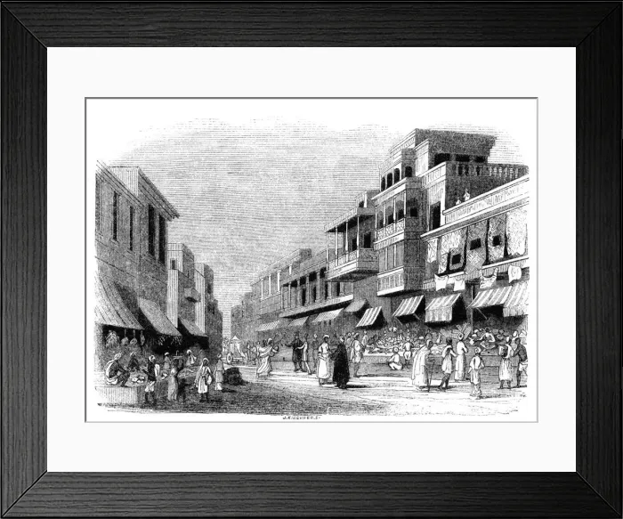 Framed Print : Bazaar in Bombay, India, 1847. Artist: Kirchner Framed Print : Bazaar in Bombay, India, 1847. Artist: Kirchner