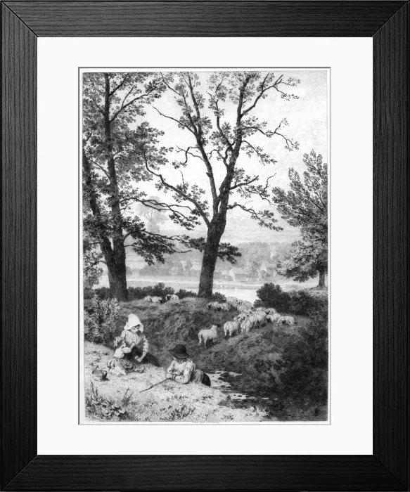 Framed Print : The Little Shepherds, c1930s. Artist: Birket Foster Framed Print : The Little Shepherds, c1930s. Artist: Birket Foster
