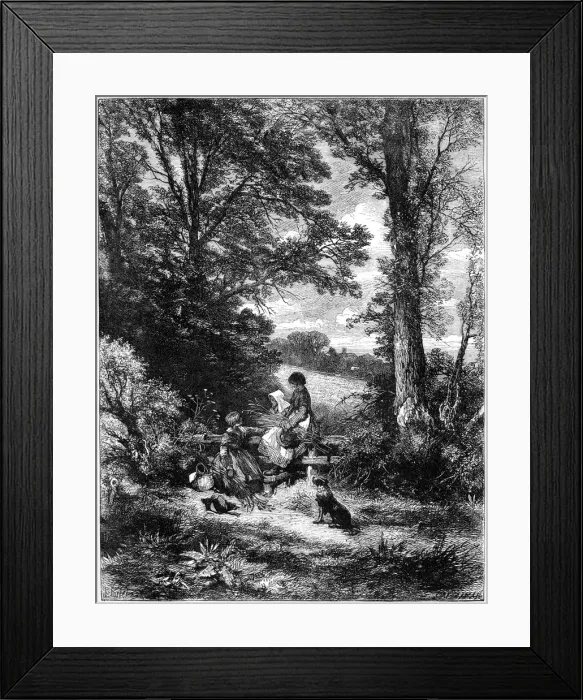 Framed Print : The Gleaners at the Stile, c1930s. Artist: Birket Foster Framed Print : The Gleaners at the Stile, c1930s. Artist: Birket Foster