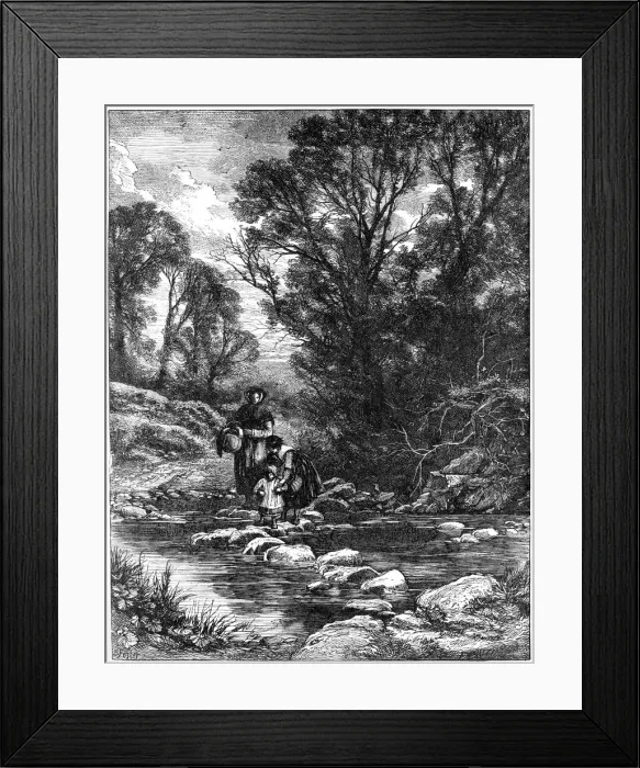 Framed Print : The Stepping Stones, c1930s. Artist: Birket Foster Framed Print : The Stepping Stones, c1930s. Artist: Birket Foster