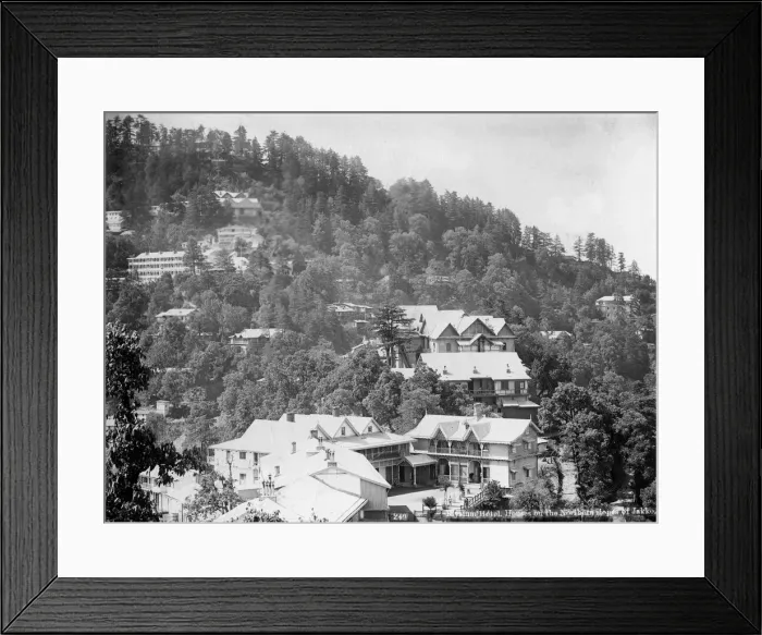 Framed Print : Elysium Hotel, houses on the nothern slopes of Jakko, Shimla, India, early 20th century Framed Print : Elysium Hotel, houses on the nothern slopes of Jakko, Shimla, India, early 20th century