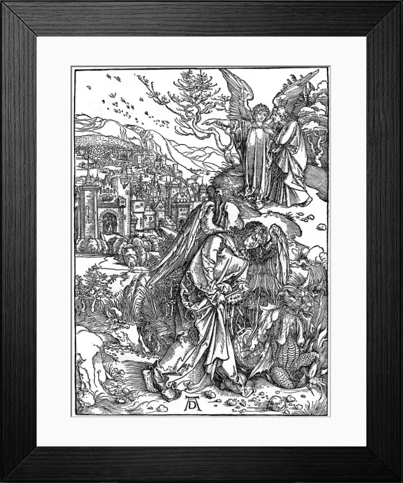 Framed Print : The angel holding the keys of the abyss, 1498, (1936). Artist: Albrecht Durer Framed Print : The angel holding the keys of the abyss, 1498, (1936). Artist: Albrecht Durer