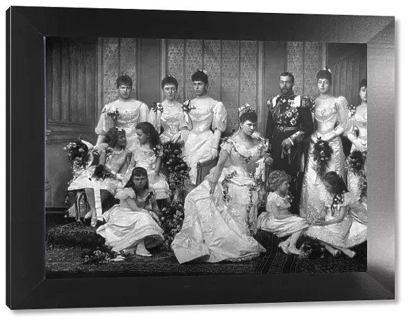 The Duke and Duchess of York and bridesmaids, 1893. Artist: W&D Downey