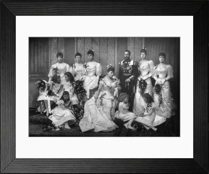 Framed Print : The Duke and Duchess of York and bridesmaids, 1893. Artist: W&D Downey Framed Print : The Duke and Duchess of York and bridesmaids, 1893. Artist: W&D Downey