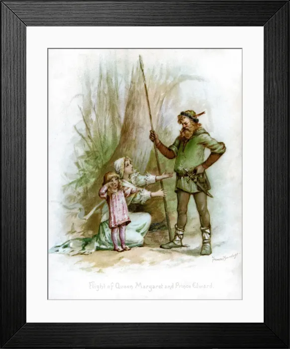 Framed Print : Flight of Queen Margaret and Prince Edward, 1897. Artist: Frances Brundage Framed Print : Flight of Queen Margaret and Prince Edward, 1897. Artist: Frances Brundage
