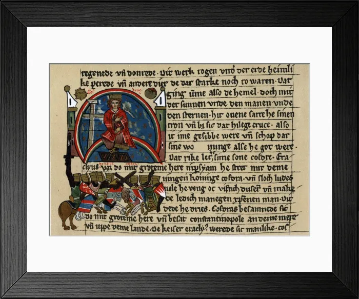 Framed Print : Khosrau II of Persia with cross and dove, on his mechanical throne Framed Print : Khosrau II of Persia with cross and dove, on his mechanical throne