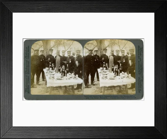 Framed Print : Lunch with General Nogi at Japanese headquarters, Port Arthur, Manchuria, 1904. Artist: Underwood & Underwood Framed Print : Lunch with General Nogi at Japanese headquarters, Port Arthur, Manchuria, 1904. Artist: Underwood & Underwood