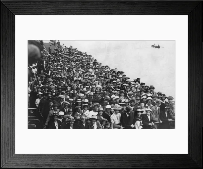 Framed Print : People waiting to go on a boat trip, Bournemouth Pier, August 1921 Framed Print : People waiting to go on a boat trip, Bournemouth Pier, August 1921