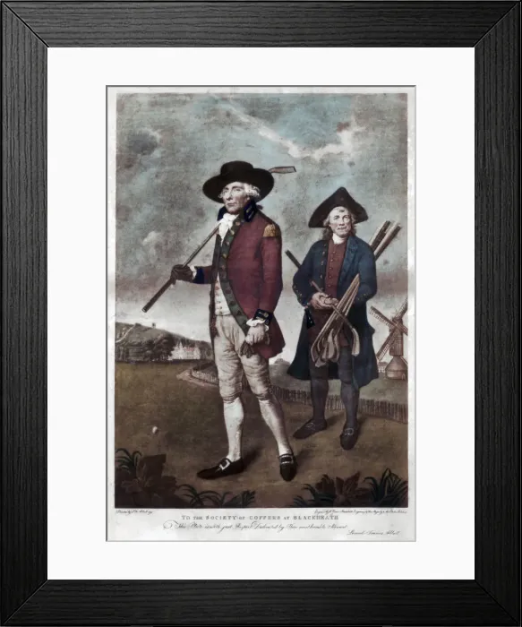 Framed Print : A golfer and his caddie, c1770-c1810. Artist: Valentine Green Framed Print : A golfer and his caddie, c1770-c1810. Artist: Valentine Green
