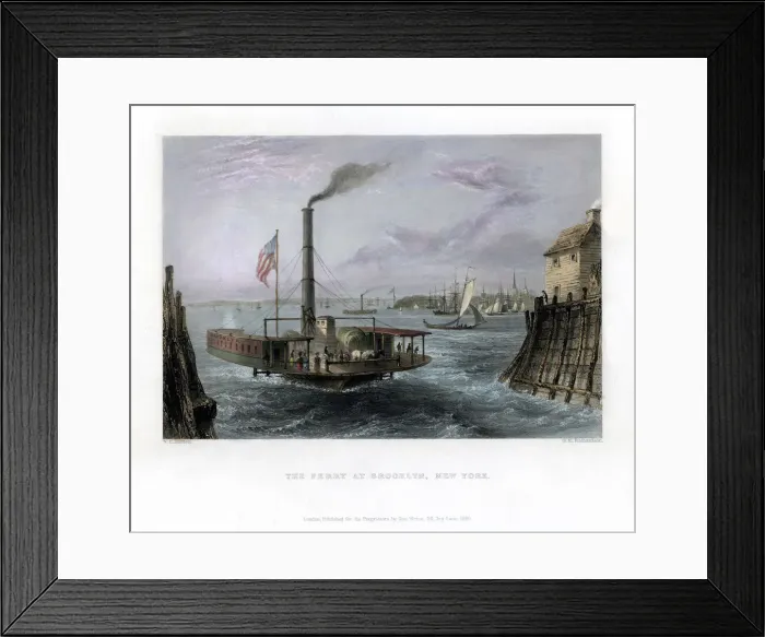 Framed Print : The Ferry at Brooklyn, New York, USA, 1838. Artist: George Richardson Framed Print : The Ferry at Brooklyn, New York, USA, 1838. Artist: George Richardson