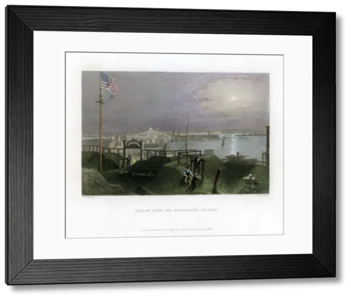 Framed Print : Boston as seen from the Dorchester Heights, USA, 1838. Artist: James Tibbitts Willmore Framed Print : Boston as seen from the Dorchester Heights, USA, 1838. Artist: James Tibbitts Willmore