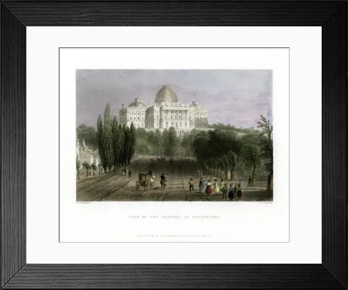 Framed Print : View of the Capitol at Washington, USA, 1837. Artist: CJ Bentley Framed Print : View of the Capitol at Washington, USA, 1837. Artist: CJ Bentley
