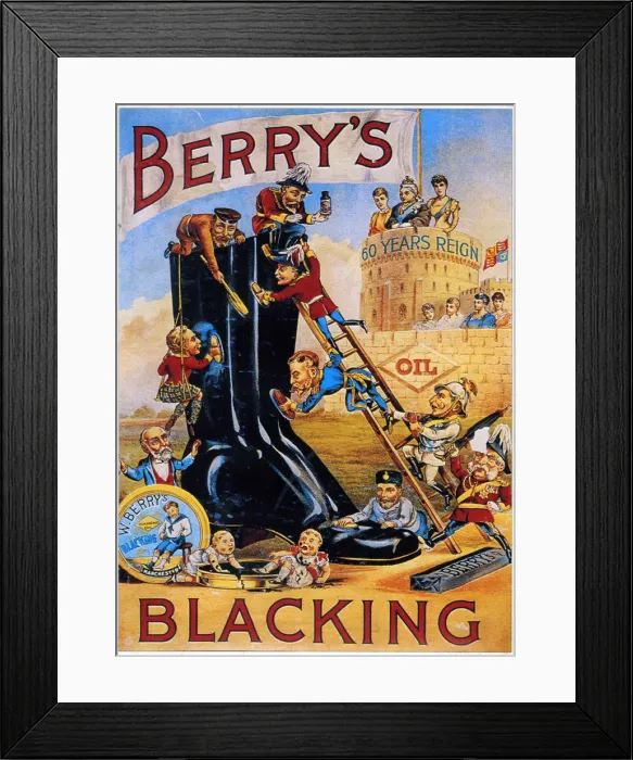 Framed Print : Advertisement for Berrys boot polish, 1887 Framed Print : Advertisement for Berrys boot polish, 1887