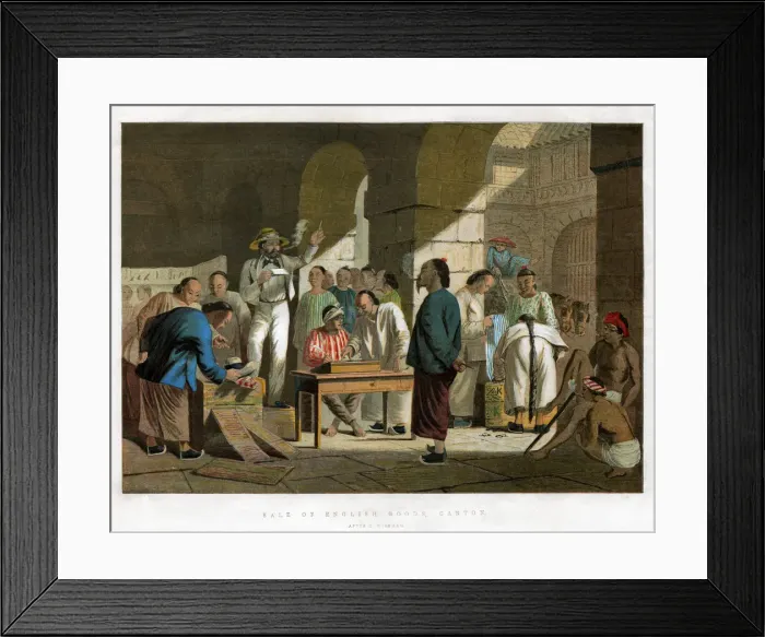 Framed Print : Sale of English Goods, Canton, 1858 Framed Print : Sale of English Goods, Canton, 1858