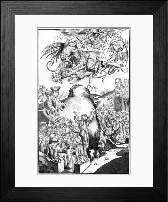 Framed Print : Beliefs and superstitions, 1493 (1849). Artist: A Bisson Framed Print : Beliefs and superstitions, 1493 (1849). Artist: A Bisson
