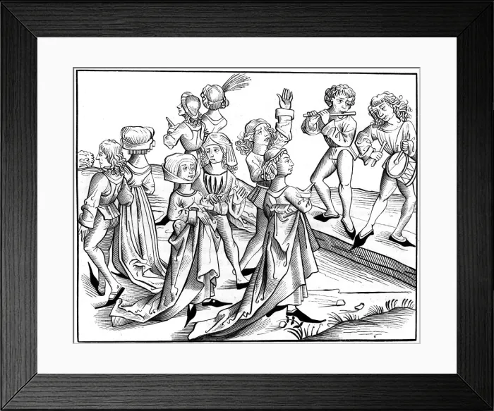 Framed Print : Christmas Eve dance, 1493 (1849). Artist: Pierre Wolgmuth Framed Print : Christmas Eve dance, 1493 (1849). Artist: Pierre Wolgmuth