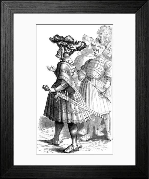 Framed Print : German knights, 15th century (1849). Artist: Burgmayer Framed Print : German knights, 15th century (1849). Artist: Burgmayer