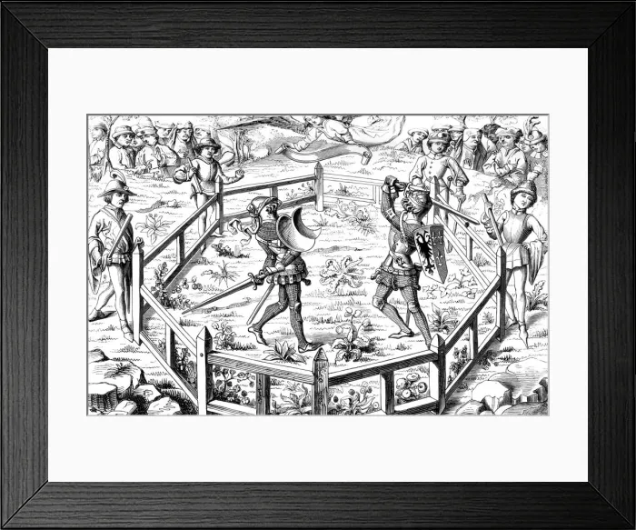 Framed Print : Single combat subjected to the judgement of God, 15th century (1849) Framed Print : Single combat subjected to the judgement of God, 15th century (1849)