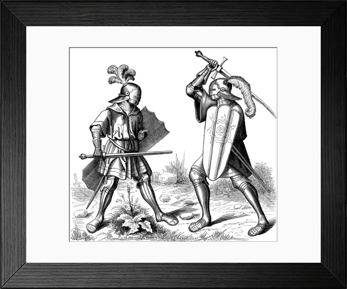 Framed Print : Single combat, 15th century, (1849). Artist: Burgmayer Framed Print : Single combat, 15th century, (1849). Artist: Burgmayer