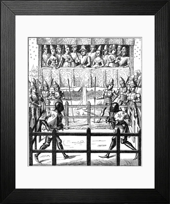 Framed Print : Single combat, 15th century (1849) Framed Print : Single combat, 15th century (1849)