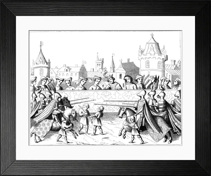 Framed Print : Jousting in the time of Queen Isabeau, 15th century, (1849) Framed Print : Jousting in the time of Queen Isabeau, 15th century, (1849)