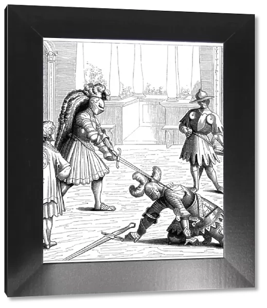 Single combat between Maximilien and a German knight, 15th century (1849). Artist: Burgmayer