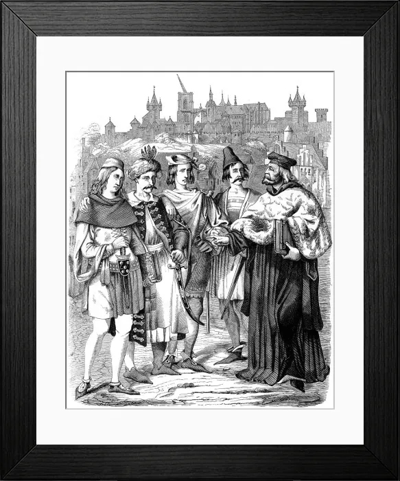 Framed Print : Vice-chancellor and students of different nationalities at the University of Prague, 1849 Framed Print : Vice-chancellor and students of different nationalities at the University of Prague, 1849