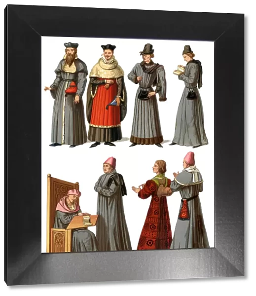Doctors and servants, 14th-16th century (1849). Artist: Edward May