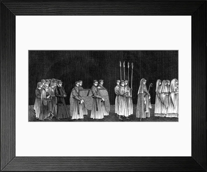 Framed Print : Rector of the university and a procession of monks of Saint-Victors Abbey, 15th century (1849). Artist: A Bisson Framed Print : Rector of the university and a procession of monks of Saint-Victors Abbey, 15th century (1849). Artist: A Bisson