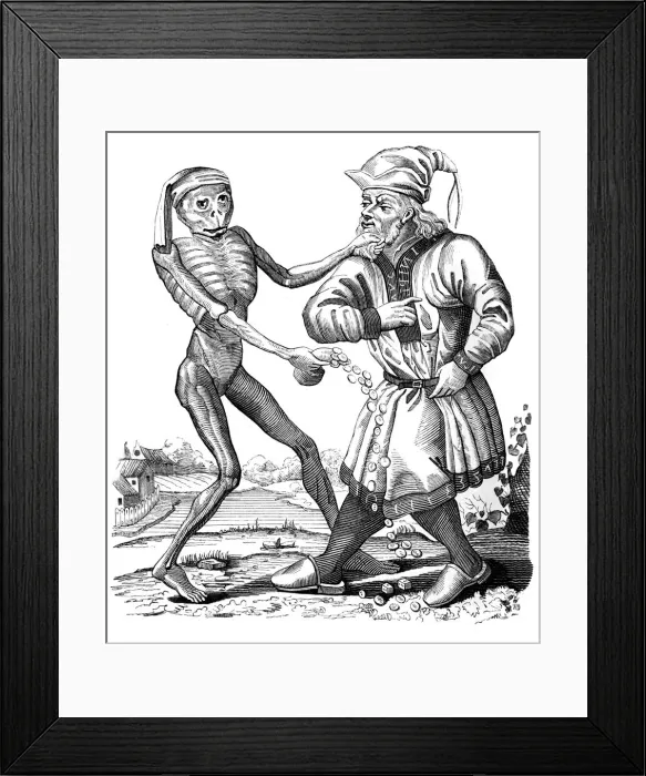Framed Print : Death and the Jew, 17th century (1849). Artist: Mathieu Marian Framed Print : Death and the Jew, 17th century (1849). Artist: Mathieu Marian