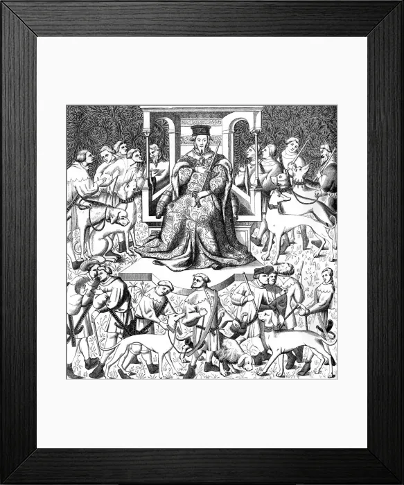 Framed Print : Gaston Phoebus teaching the art of venery, 15th century (1849) Framed Print : Gaston Phoebus teaching the art of venery, 15th century (1849)