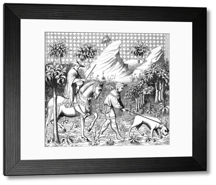 Framed Print : Stag hunting, 14th century (1849) Framed Print : Stag hunting, 14th century (1849)