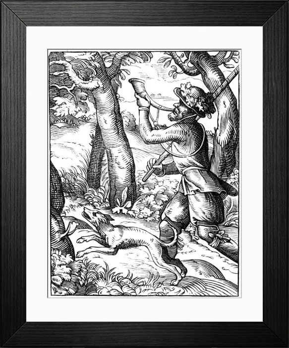 Framed Print : German huntsman, 16th century (1849). Artist: Jost Amman Framed Print : German huntsman, 16th century (1849). Artist: Jost Amman