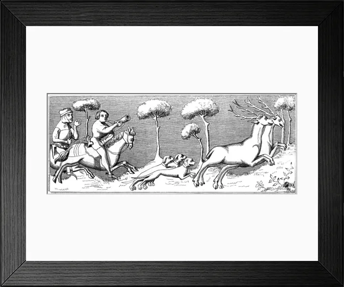 Framed Print : Hunting deer with dogs, 14th century (1849) Framed Print : Hunting deer with dogs, 14th century (1849)