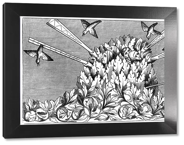 Catching birds, 14th century (1849)