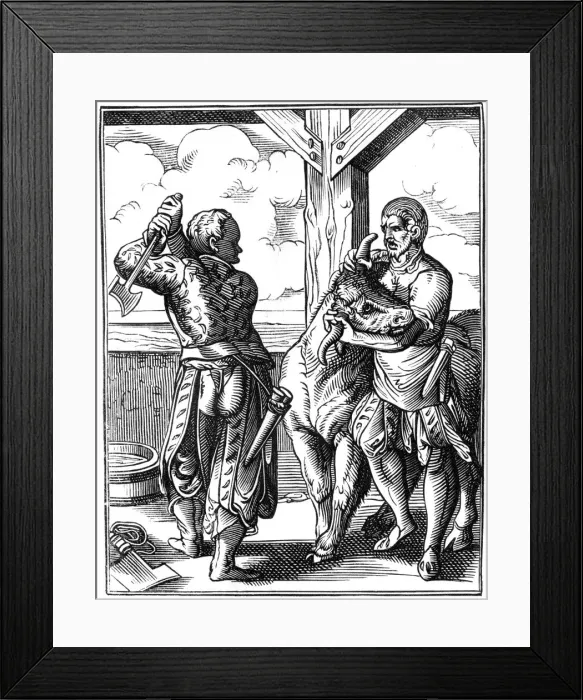 Framed Print : Butcher, 16th century (1849). Artist: Jost Amman Framed Print : Butcher, 16th century (1849). Artist: Jost Amman