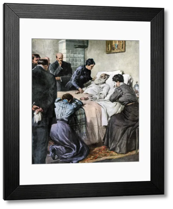 Framed Print : The death of Leo Tolstoy, Russian author and philosopher, 1910 Framed Print : The death of Leo Tolstoy, Russian author and philosopher, 1910