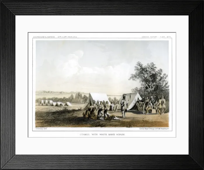 Framed Print : Council with White Mans Horse, 1856. Artist: John Mix Stanley Framed Print : Council with White Mans Horse, 1856. Artist: John Mix Stanley