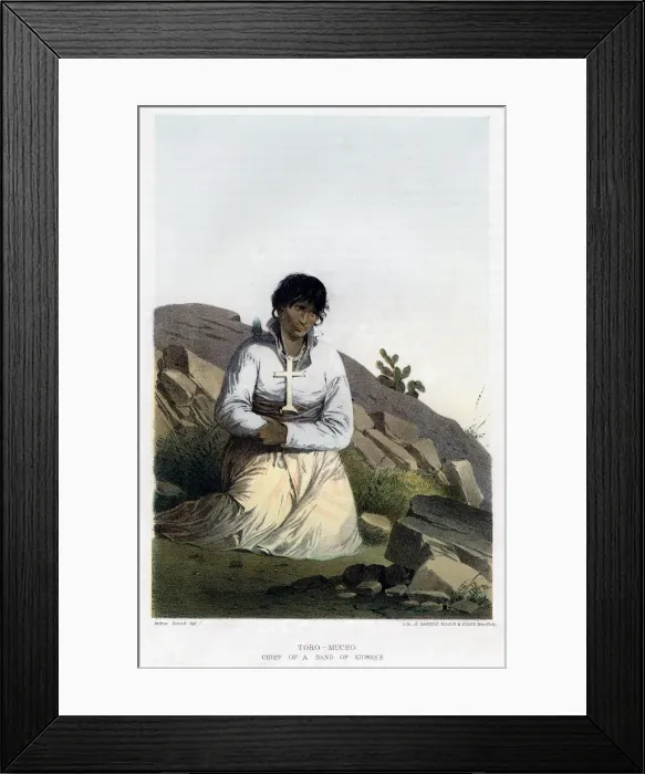 Framed Print : Toro-Mucho, chief of a band of Kioways, 1856. Artist: John Mix Stanley Framed Print : Toro-Mucho, chief of a band of Kioways, 1856. Artist: John Mix Stanley