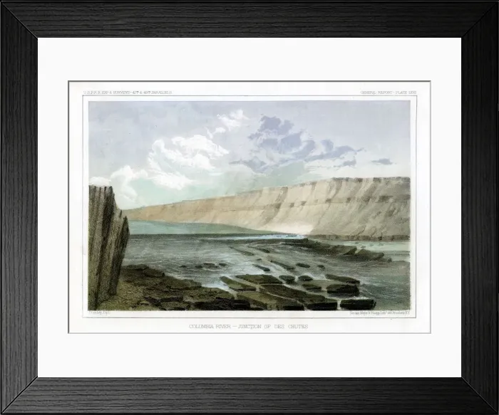 Framed Print : Columbia River, Junction of the Des Chutes, 1856. Artist: John Mix Stanley Framed Print : Columbia River, Junction of the Des Chutes, 1856. Artist: John Mix Stanley