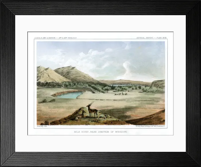 Framed Print : Milk River, Near Junction of Missouri, 1856. Artist: John Mix Stanley Framed Print : Milk River, Near Junction of Missouri, 1856. Artist: John Mix Stanley