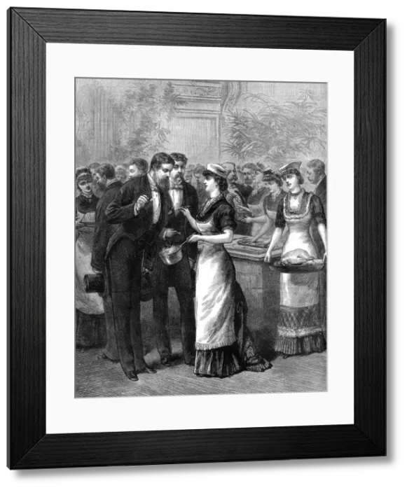 Framed Print : A young ladies school of cookery, 19th century Framed Print : A young ladies school of cookery, 19th century
