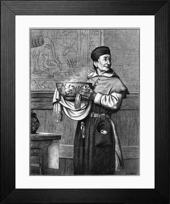 Framed Print : Bringing in the wassail bowl, 1874. Artist: Henry Stacy Marks Framed Print : Bringing in the wassail bowl, 1874. Artist: Henry Stacy Marks