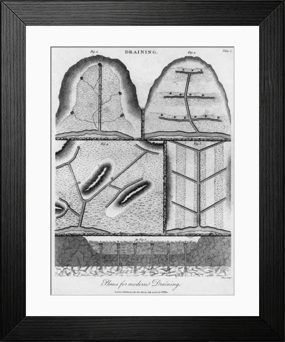Framed Print : Draining plans, 1803. Artist: J Pass Framed Print : Draining plans, 1803. Artist: J Pass